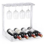 Wine glass holder, off-white tinge, table top, free-standing floor stand, countertop wooden wine glass holder, holds 4 glasses of wine and 4 glasses, small display stand