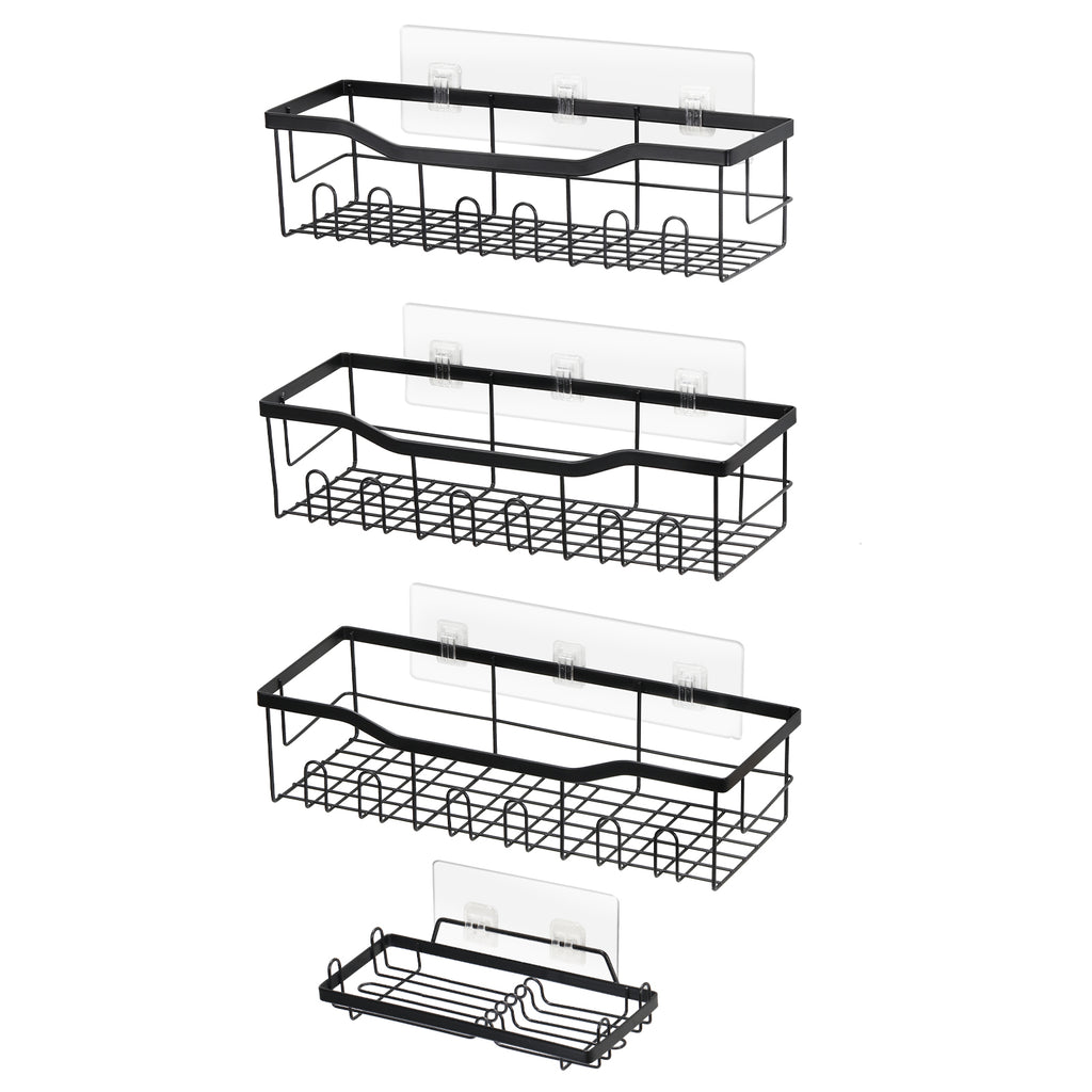 4 Pack Shower Caddy Wall Hung Bathroom Organizer, Sticky Storage Basket, Easy Installation