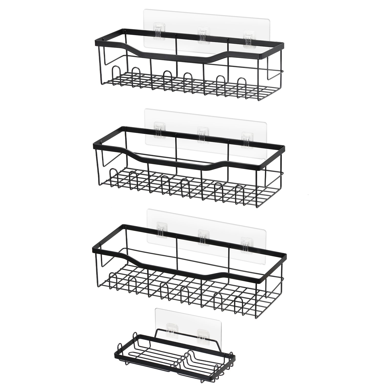4 Pack Shower Caddy Wall Hung Bathroom Organizer, Sticky Storage Basket, Easy Installation