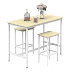 Bar Table and Chairs Set for 2, Industrial Kitchen Dining Bar Table with 2 Stools 3 Piece Rectangular Breakfast Bar Table Set