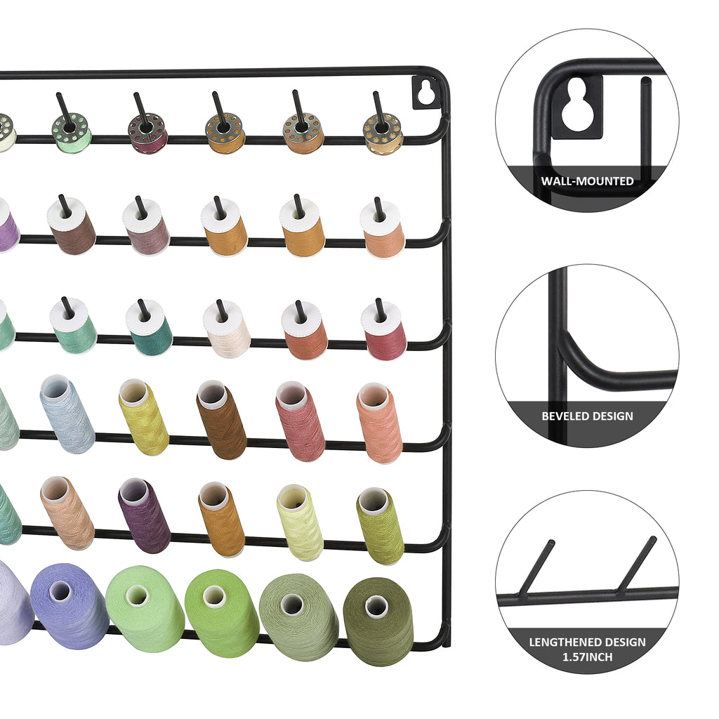 Artisanâ€™s Thread Gallery | Wall-Mounted 54-Spool Embroidery & Quilting Rack