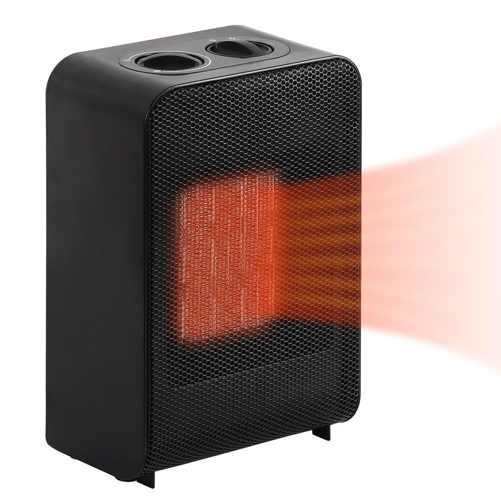 750W/1500W Portable Ceramic Indoor Space Heater with Adjustable Thermostat, Tip-Over & Overheat Protection, Personal Desktop Radiator for Home and Office