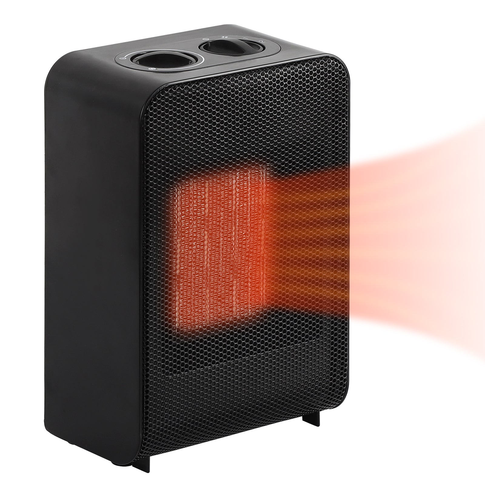 750W/1500W Portable Ceramic Indoor Space Heater with Adjustable Thermostat, Tip-Over & Overheat Protection, Personal Desktop Radiator for Home and Office