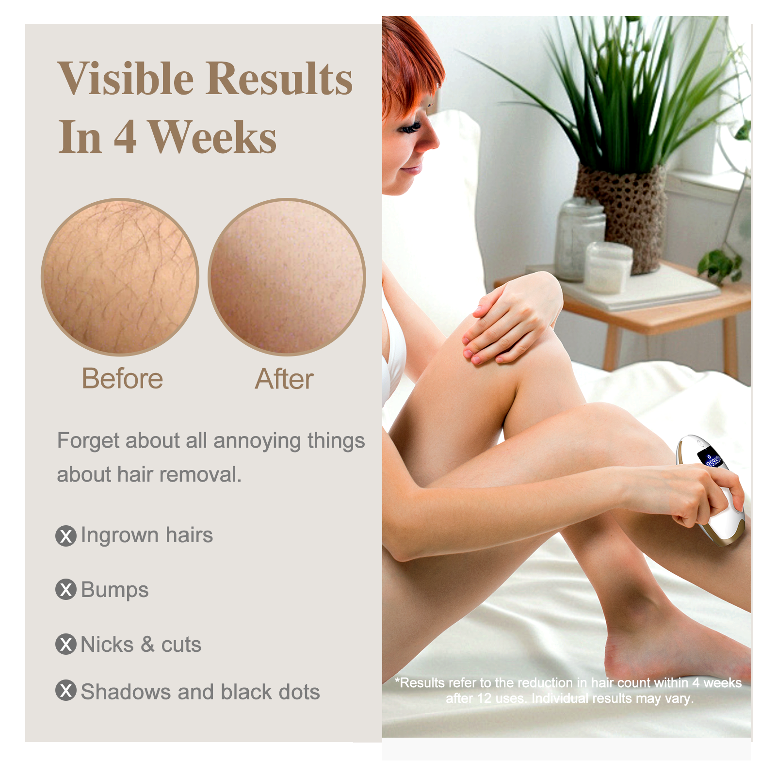 IPL At-Home Hair Removal Device for Women & Men, Permanent Painless Handheld Laser Hair Remover 5 Adjustable Energy Levels, Full Body Hair Removal Machine for Face, Armpits, Bikini Line, Legs