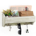 Wall Mount Shelf with 3 Hooks Storage Organizer for Kitchen Entryway Bedroom Bathroom