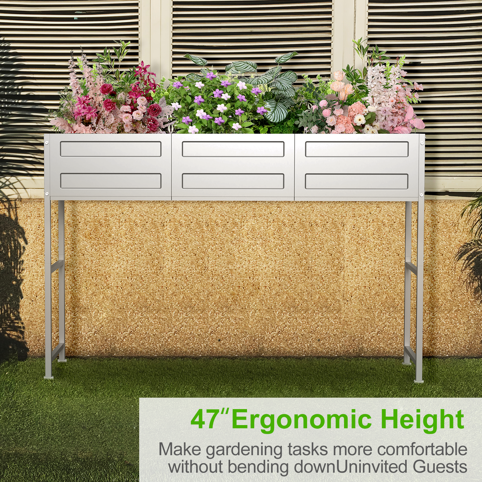 Large Rectangular Metal Raised Garden Bed for Vegetables