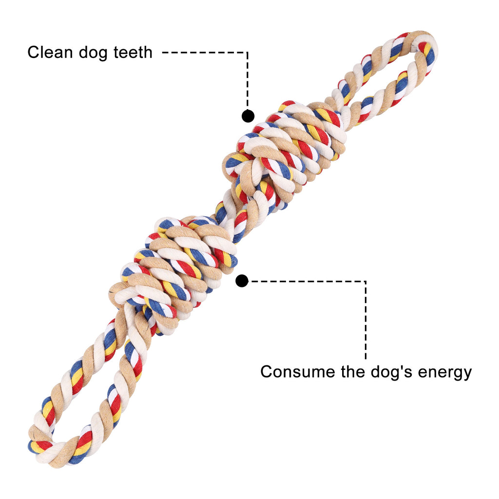 Heavy Duty Dog Rope Toy with 2 Knots, Durable Cotton Chew Toy for Aggressive Chewers, Interactive Tug of War Toy for Large Dogs,