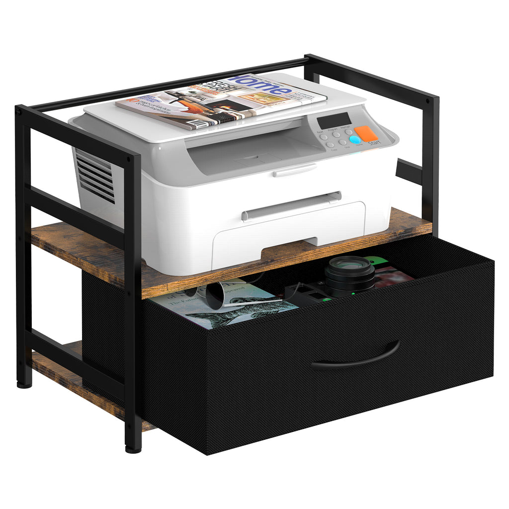 Desktop Printer Stand with Large Fabric Storage Drawer