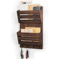 Rustic Farmhouse Wall-Mounted Mail & Key Station â€“ Dual-Tier Solid Wood Entryway Organizer