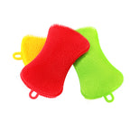 3-Pack Reusable Food-Grade Silicone Kitchen Scrubber - Durable Dish Washing Sponges and Multi-Purpose Cleaning Tools
