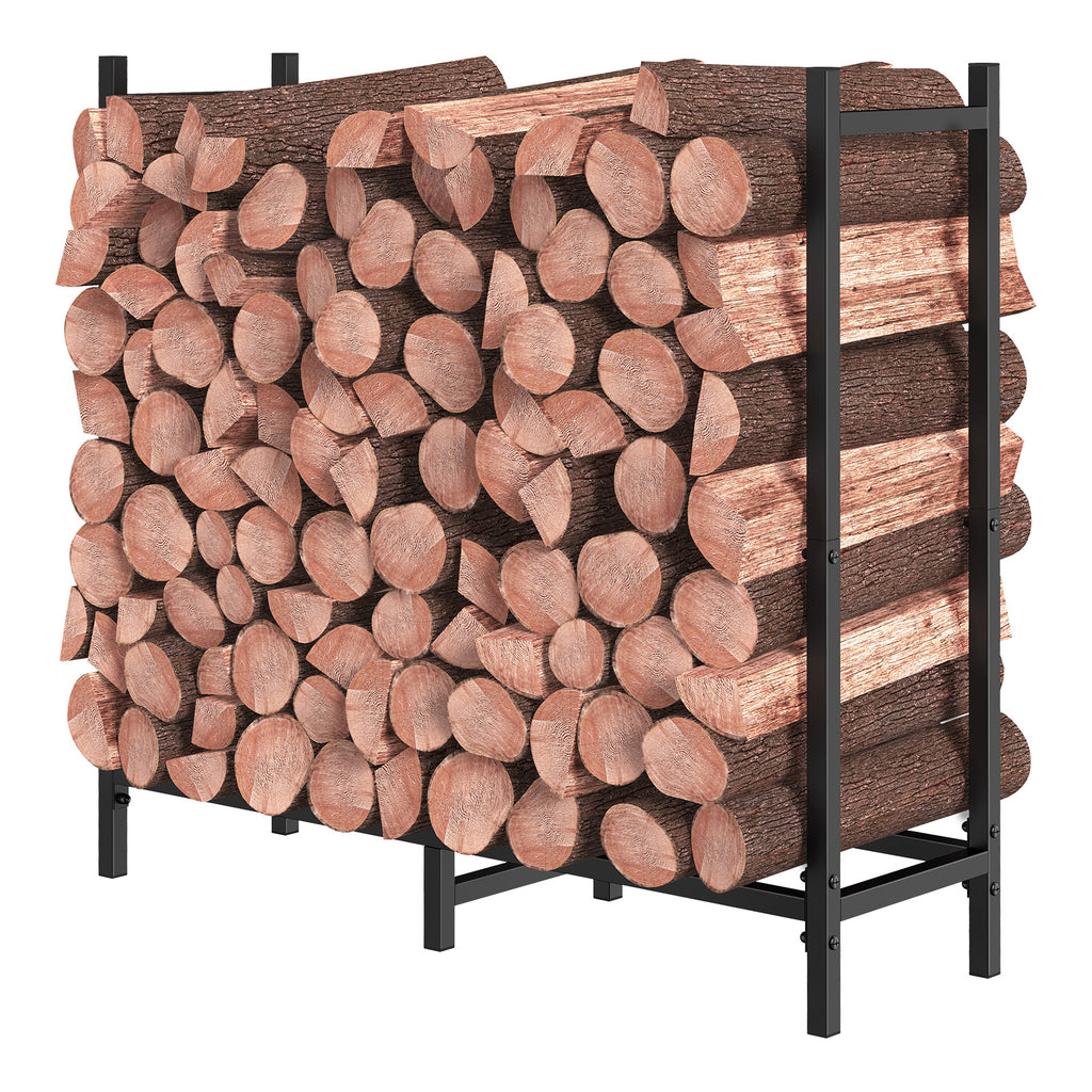 4ft Heavy-Duty Firewood Rack, Adjustable Indoor/Outdoor Fireplace Log Storage Stand