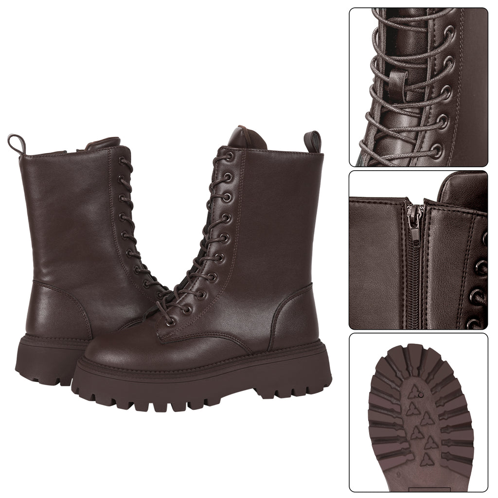 Women's Fashion Boots Ankle Boots, Lace Up Boots with Inside Zipper, Heel Height 2.04 inches. Casual fashion fall and winter boots shoes