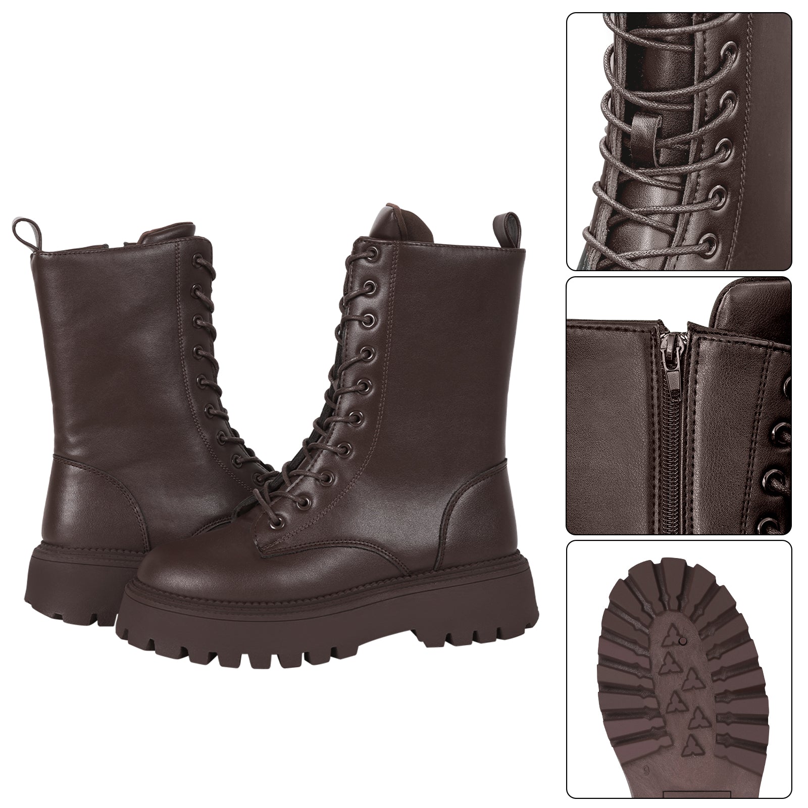 Women's Fashion Boots Ankle Boots, Lace Up Boots with Inside Zipper, Heel Height 2.04 inches. Casual fashion fall and winter boots shoes