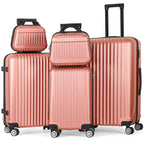 5-Piece Luggage Set, Durable Hardshell, Spinner Wheels, Telescoping Handle, Lightweight Suitcase Combo For Women, 12/14/20/24/28inch Suitcase, Black/Brown/Silver/Rose Gold