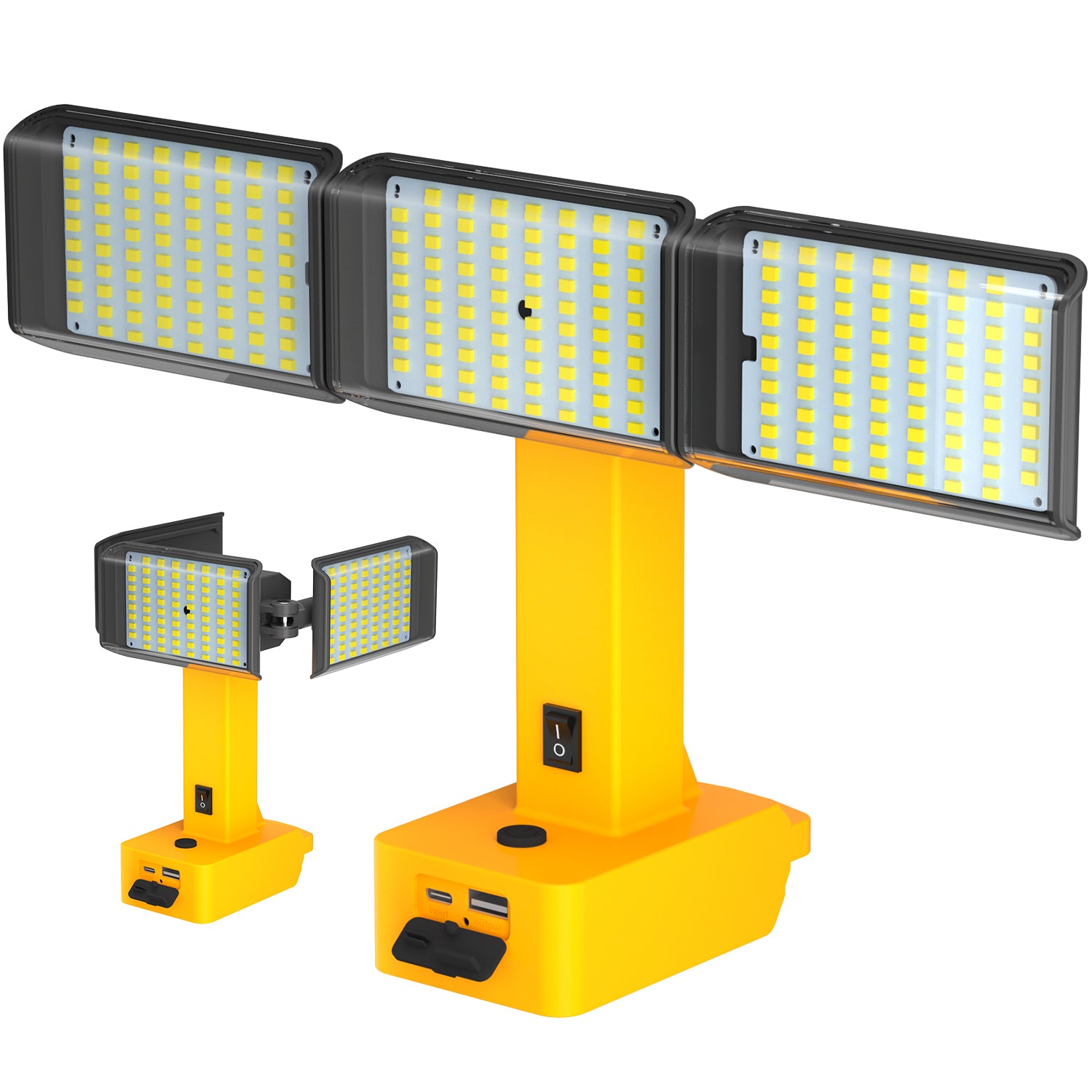 Cordless LED Work Light for DeWalt 20V/18V Battery, 15W Portable Flood Light with USB & Type-C Charging Port, 3-Head Adjustable Outdoor Worklight