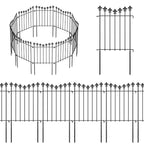 10 decorative garden fence, total length 10 feet (long) x 24 inches (high), animal barrier frame, rust-proof metal wire section edge fence panel, suitable for outdoor terrace garden courtyard