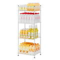 4-Tier Water Bottle Holder & Drink Can Shelf Organizer - Freestanding Vertical Storage, Silver