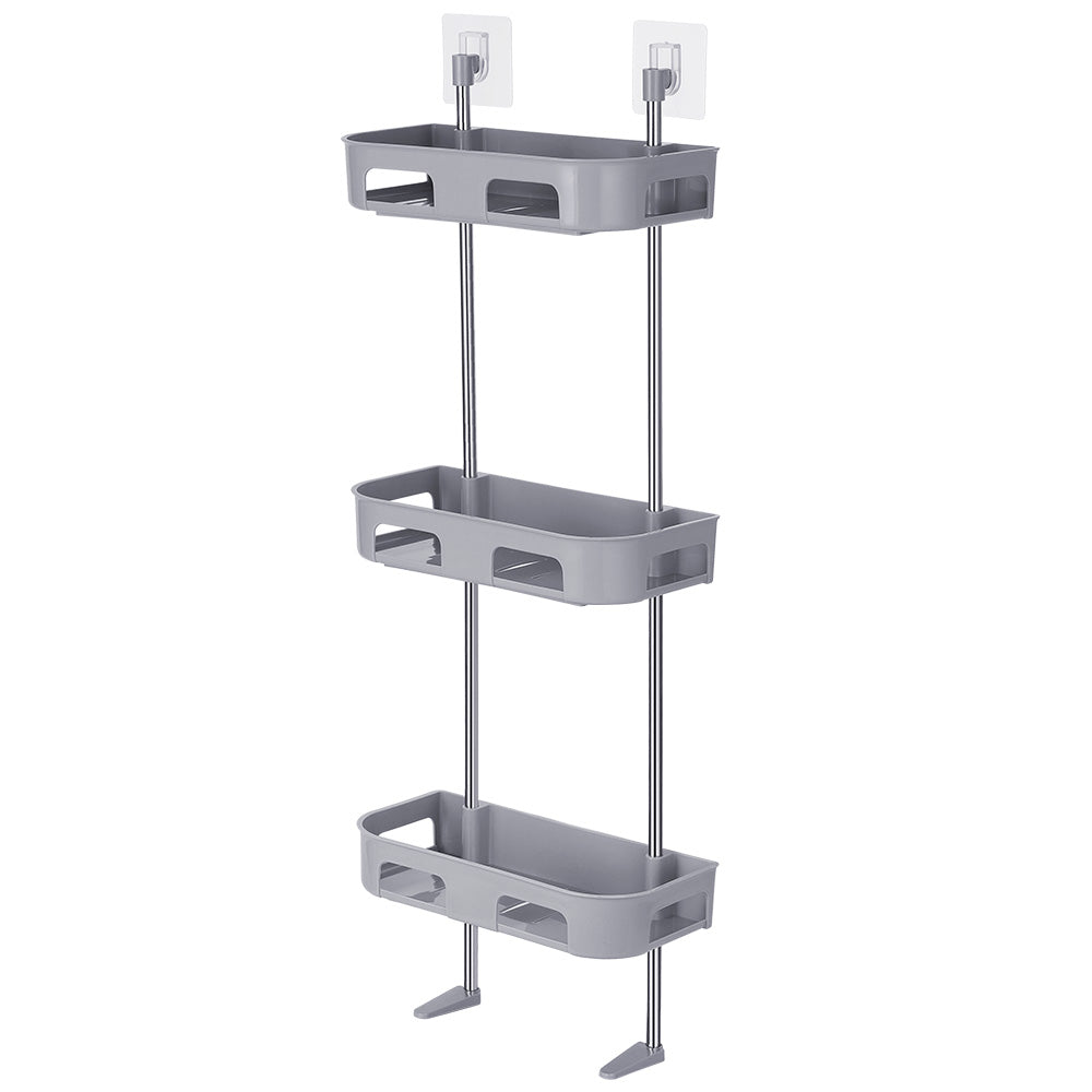 3-Level Space-Saving Wall Shelves, Drill-Free Over-Toilet Organizer for Bathroom and Laundry, Customizable Triple-Tier Floating Storage Rack