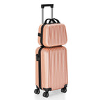 2-Piece ABS Hardside Luggage Set - 20 Inch Carry On Suitcase + 14 Inch Cosmetic Case with Spinner Wheels & Lock, Black