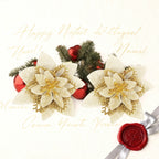 Christmas Tree Glitter Poinsettia Flowers Artificial Berry Picks Decorations，12 pcs