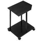 2-Tier Computer Tower Stand with Wheels, Under Desk PC Holder for Large Towers, Rustic Wood Printer Stand Table with Lockable Casters,