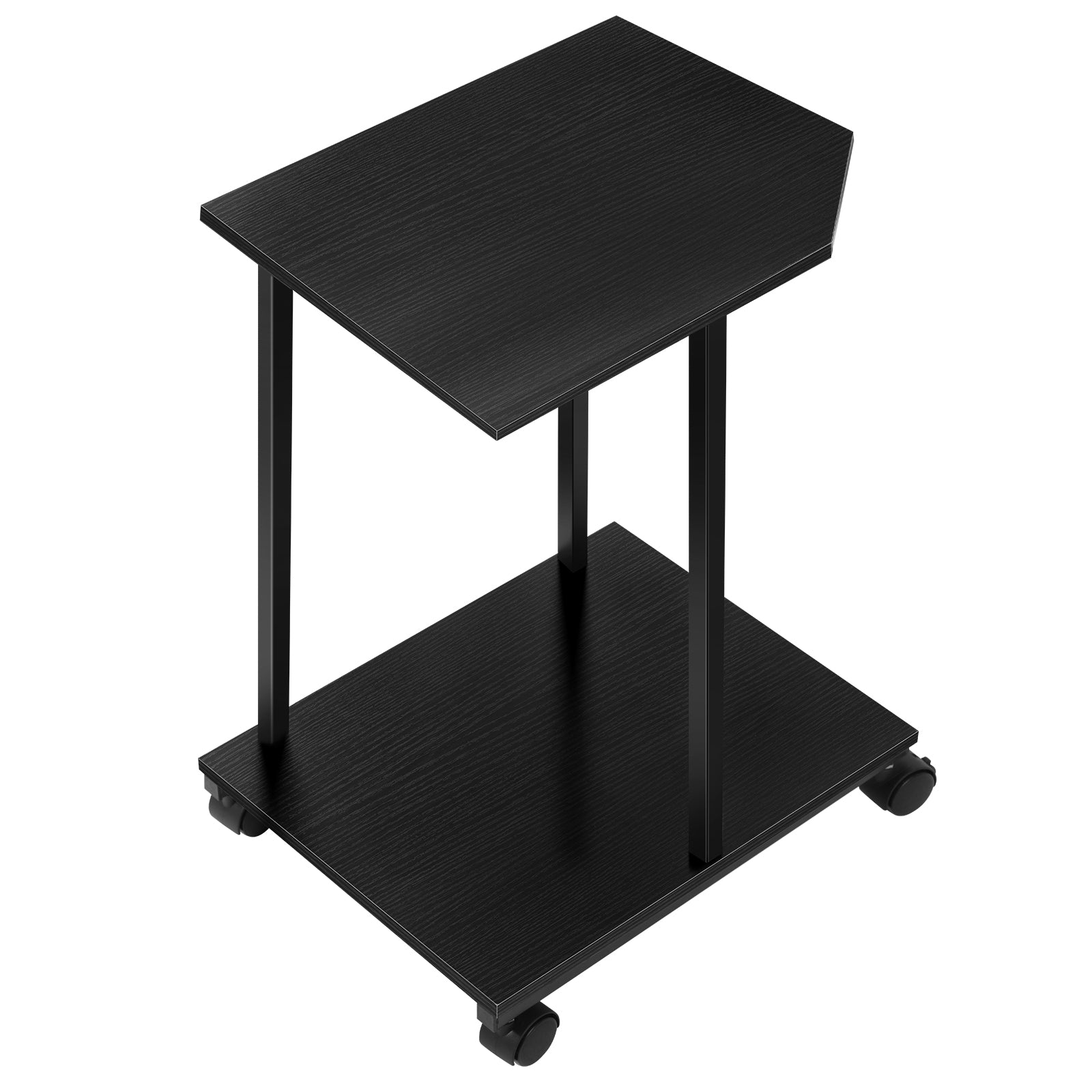 2-Tier Computer Tower Stand with Wheels, Under Desk PC Holder for Large Towers, Rustic Wood Printer Stand Table with Lockable Casters,