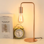 Table Lamp, Industrial Desk Lamps, Small Gold Metal Lamp Suit for Bedside Dressers Coffee Table Study Desk in Bedroom, Guest Room Office