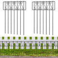 10-Piece Set Outdoor Garden Edging, 16.7 Inch Height x 10.8 Feet Total Length Ornamental Black Iron Barrier, Ground Stake Fencing for Pet Containment and Yard Protection