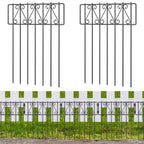 10-Piece Set Outdoor Garden Edging, 16.7 Inch Height x 10.8 Feet Total Length Ornamental Black Iron Barrier, Ground Stake Fencing for Pet Containment and Yard Protection