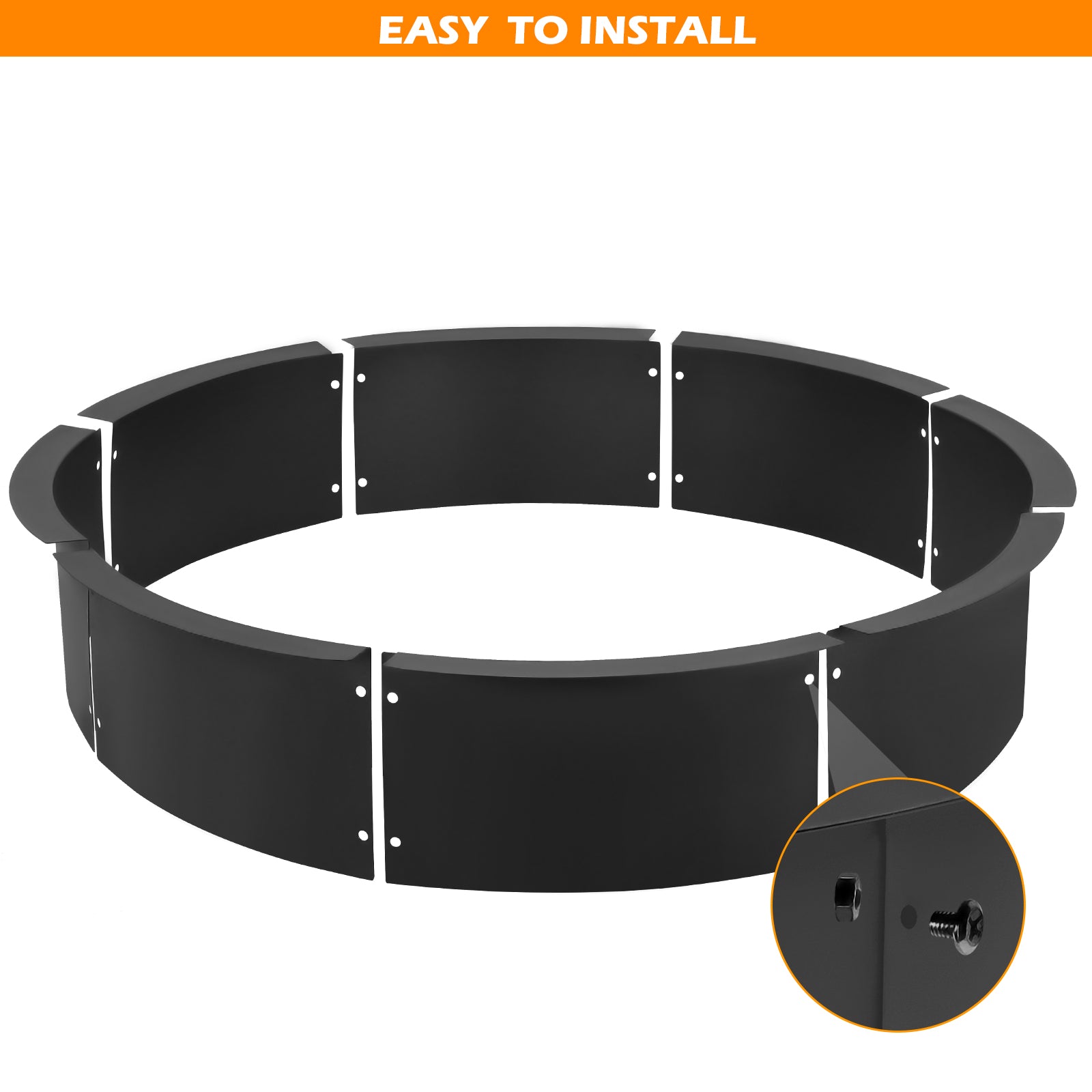 36inch Round Fire Pit Ring Insert, Large Steel Firepit Liner for In-Ground or Above-Ground