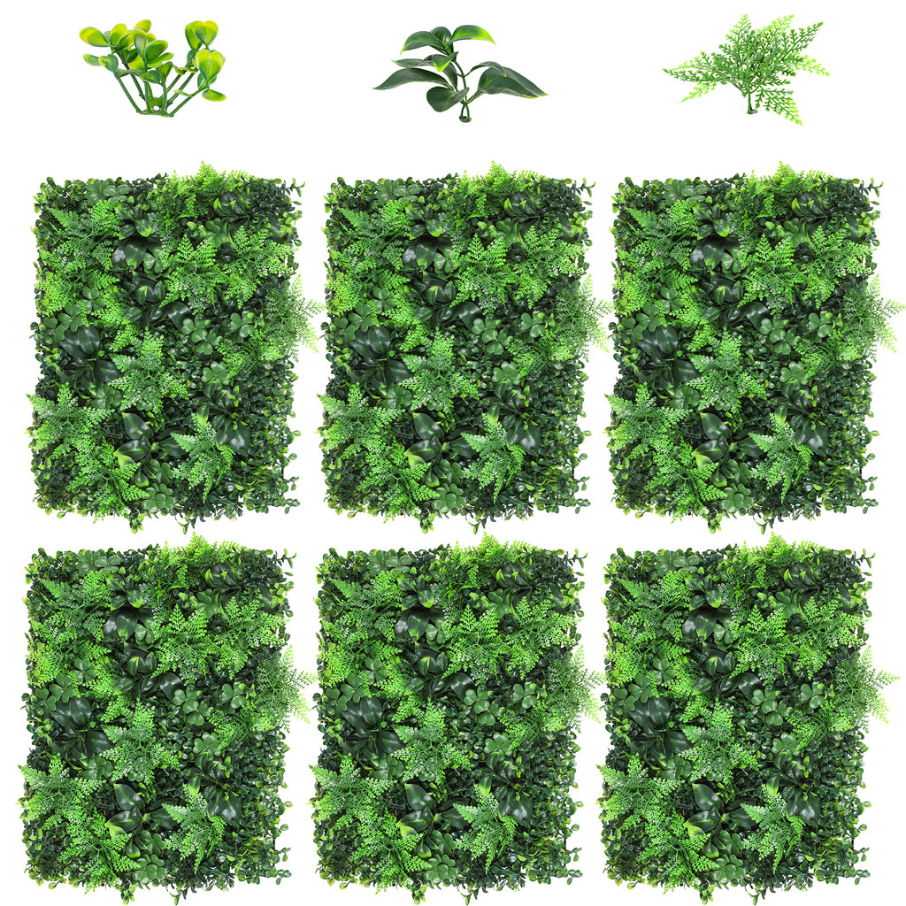 6-Pack Artificial Grass Wall Panels - Boxwood Hedge Backdrop for Interior & Exterior Decoration