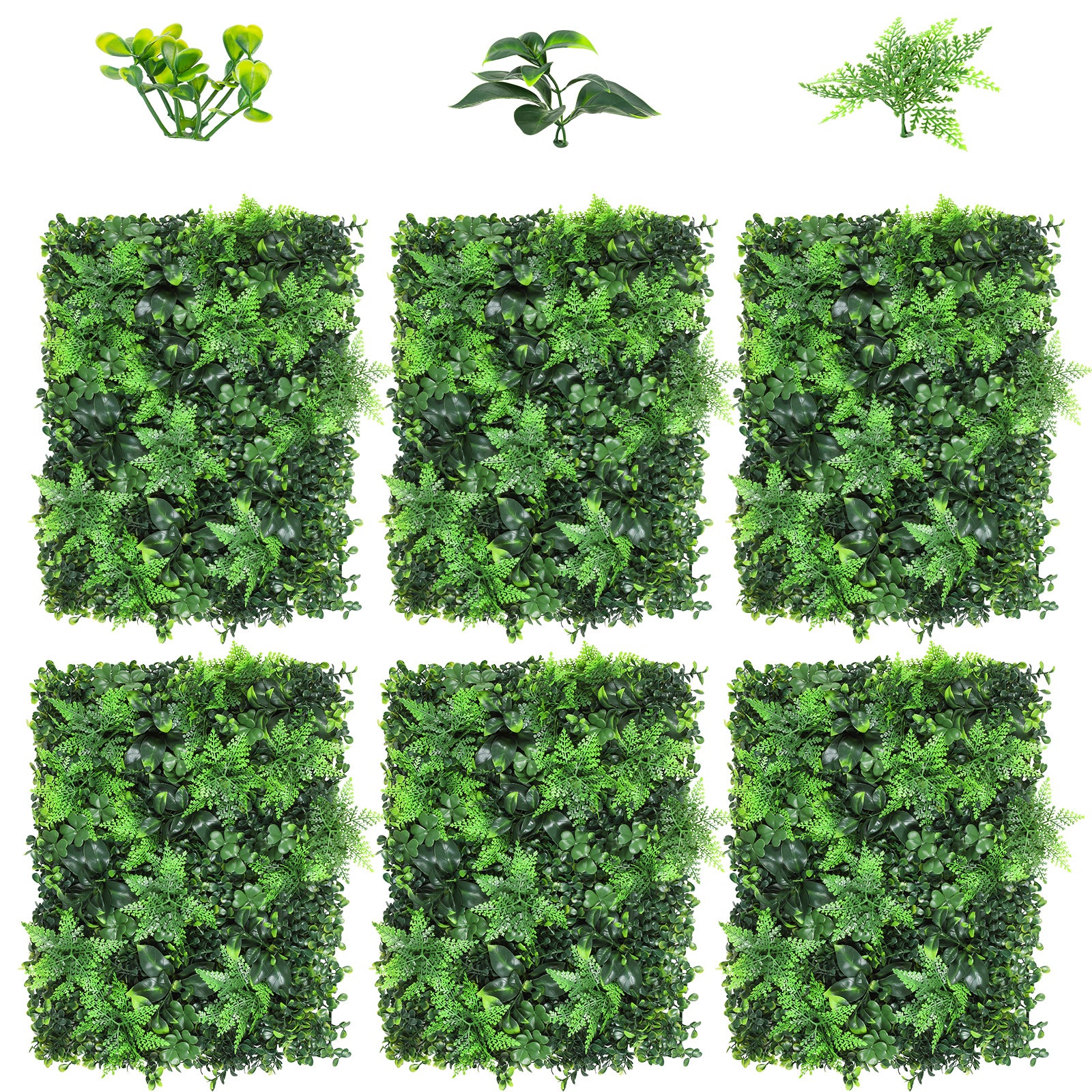 6-Pack Artificial Grass Wall Panels - Boxwood Hedge Backdrop for Interior & Exterior Decoration