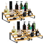 Heavy-Duty Bamboo Step Shelf Organizer | Expandable 3-to-4 Tier Spice Rack for Pantry & Countertop