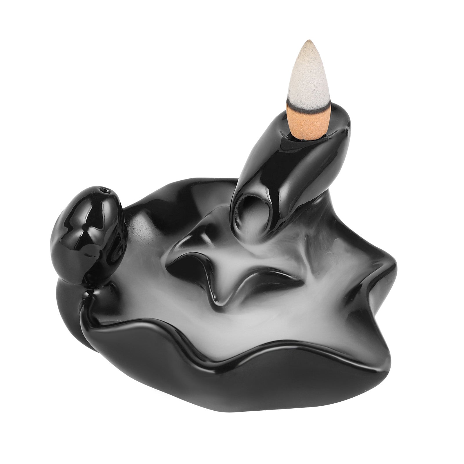 1 Pc Backflow Incense Burner With 10 Incense Cones, Heat-resistant & Easy To Clean, Suitable For Bedrooms, Living Rooms, Yoga Studios, Meditation, Black Home Decor, Tabletop Decorative Aromatherapy, Gift