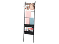 5 Tier Blanket Ladder Holder Farmhouse Decorative, Towel Rack Stand With 5 Removable Hooks And Pocket, Farmhouse Decorative Towel Drying Storage Rack For Living Room Bathroom Laundry Room