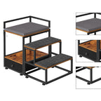 3-Step Elevated Pet Bed with Stairs and Large Storage Drawer