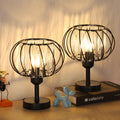 Set of 2 Elegant Crystal Nightstand Lamps, Modern Small Black Metal Base Desk Lighting for Bedroom, Living Room, and Office Reading
