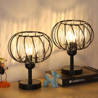 Set of 2 Elegant Crystal Nightstand Lamps, Modern Small Black Metal Base Desk Lighting for Bedroom, Living Room, and Office Reading