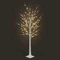 6/4FT Lighted White Birch Tree with Warm LED Fairy Lights, Pre Lit Birch Tree Indoor Outdoor Holiday Decor for Christmas Wedding Party