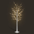 6/4FT Lighted White Birch Tree with Warm LED Fairy Lights, Pre Lit Birch Tree Indoor Outdoor Holiday Decor for Christmas Wedding Party