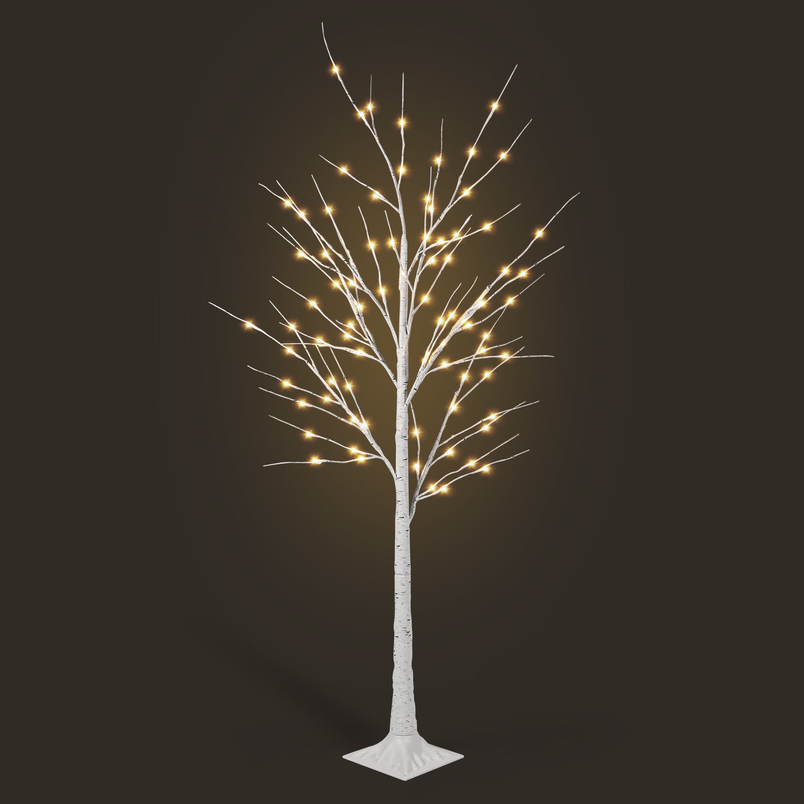 6/4FT Lighted White Birch Tree with Warm LED Fairy Lights, Pre Lit Birch Tree Indoor Outdoor Holiday Decor for Christmas Wedding Party