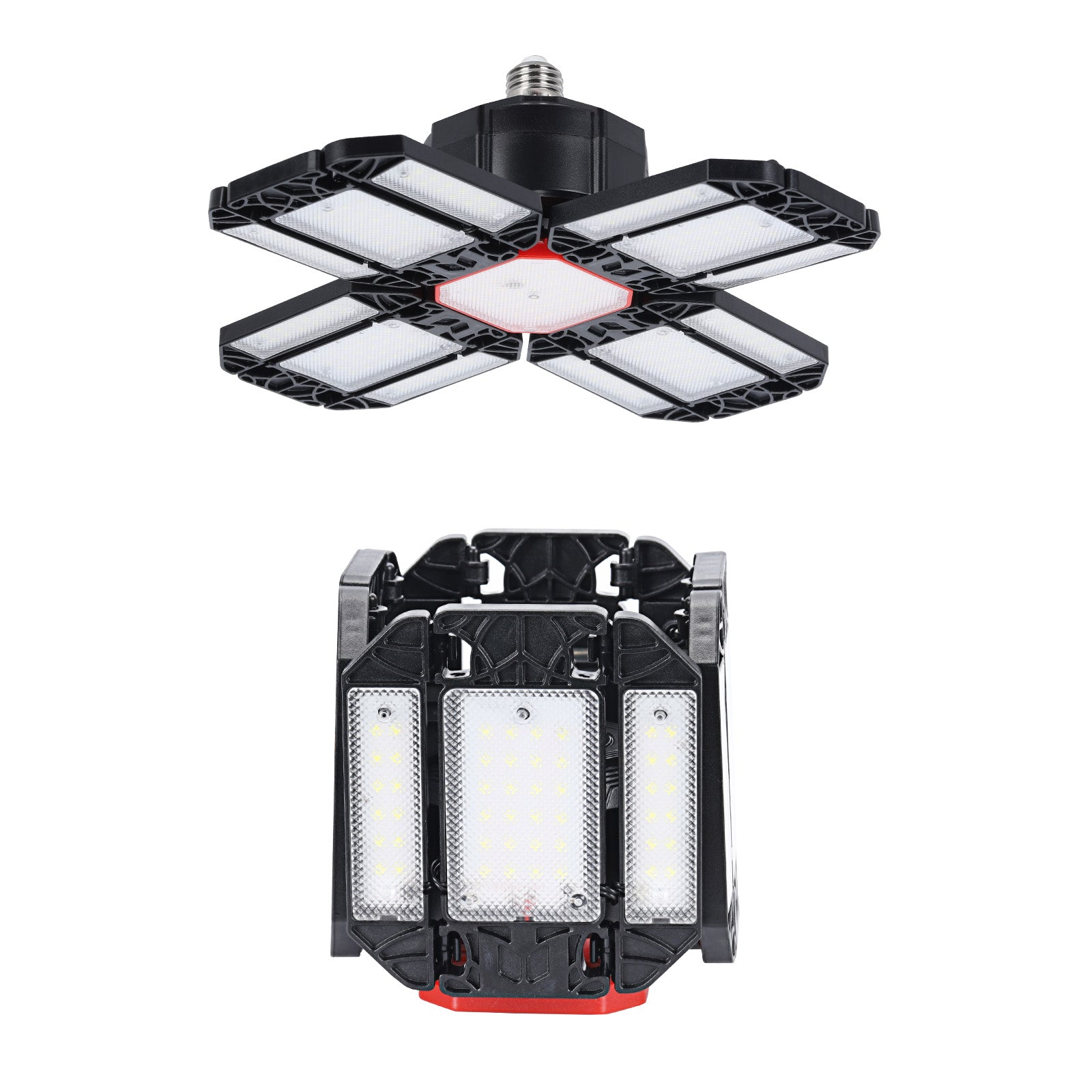 2 Pack LED Garage Lights, 180W Deformable Best Ceiling Shop Lights, 228 LED Lamp Bead Light, 20000LM LED Light 6500K Garage Lighting with 12 Adjustable Panels Bulb for Basement