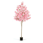 6FT Artificial Cherry Blossom Tree, Lifelike Pink Silk Faux Sakura Tree with Moss Covered Plastic Planter Pot, No Maintenance Fake Flower Tree Decor for Home Living Room Office Wedding Garden Party Indoor Outdoor