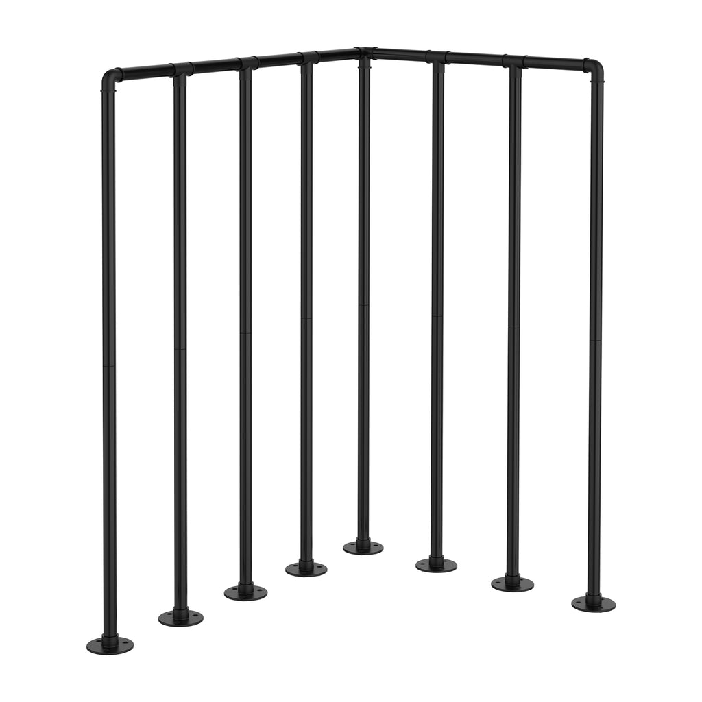 Porch Deck Railing Kit, Metal Deck Balusters, Black Horizontal Wrought Iron Guard Fence Handrail, Flat Hand Rails System for Outdoor/Indoor Porch, Balcony, Patio