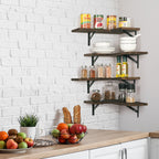 Set of 4 Rustic Floating Corner Shelves - L-Shaped Wood Wall Storage Organizers - Decorative Display Shelves for Bedroom, Living Room & Office
