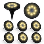 Flower Shaped 8‑LED Solar Ground Lights 8‑Pack, Waterproof Outdoor Buried Disk Lights