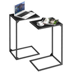 C-Shaped Side Tables for Small Spaces (Set of 2) - Black Industrial Snack Table, Sofa & Bedside Use
