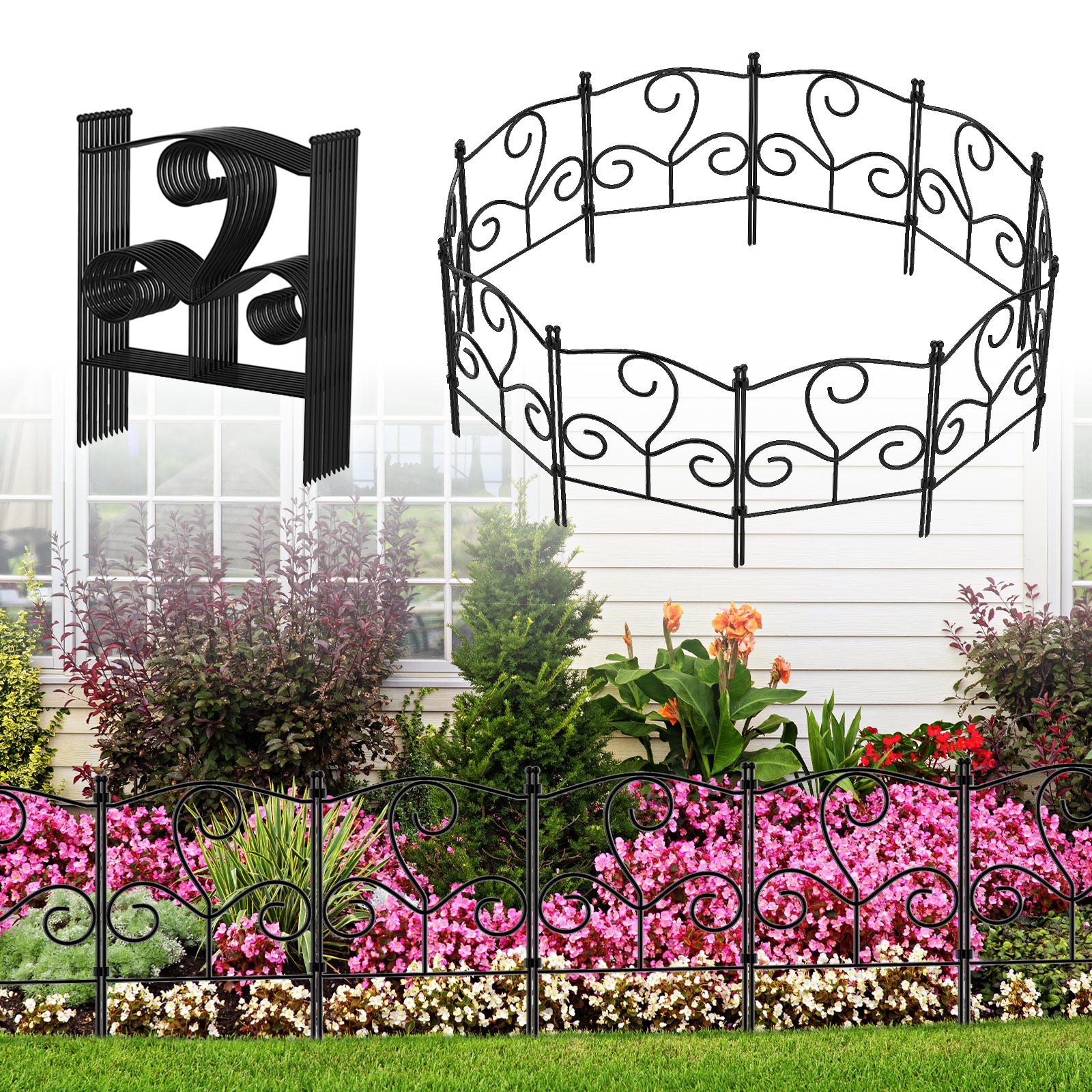 10-Piece Garden Animal Barrier, 16.5-Inch High Rustproof Metal Landscape Edging, 10.5-Foot Total Length Decorative Pet Blocker Fence for Outdoor Yard and Patio
