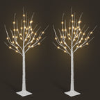 6/4FT Lighted White Birch Tree with Warm LED Fairy Lights, Pre Lit Birch Tree Indoor Outdoor Holiday Decor for Christmas Wedding Party