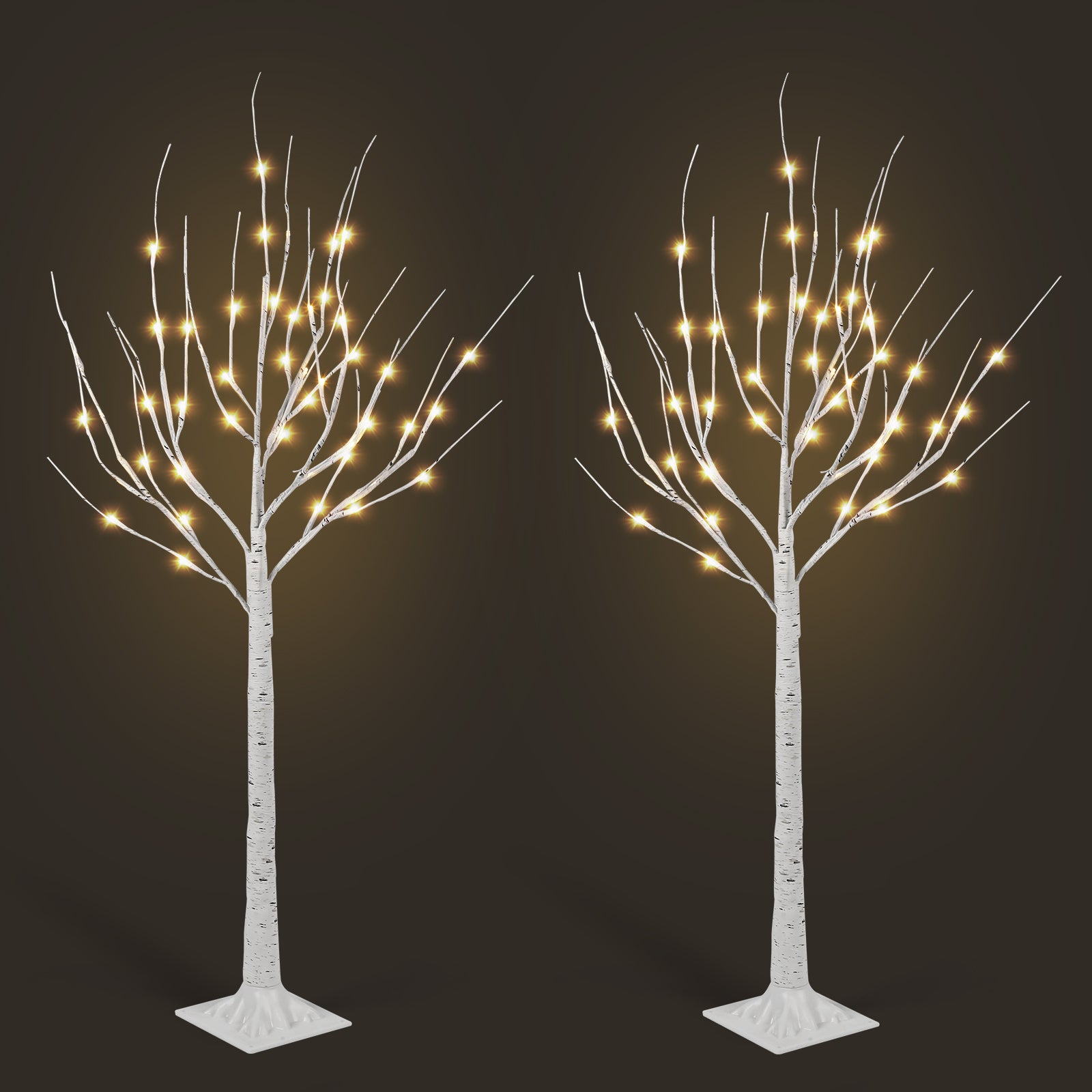 6/4FT Lighted White Birch Tree with Warm LED Fairy Lights, Pre Lit Birch Tree Indoor Outdoor Holiday Decor for Christmas Wedding Party